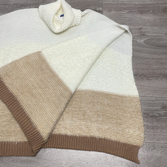 Apt. 9 Turtleneck Open Side Poncho Cream Tan Beige One Size Fits Most - Picture 11 of 12